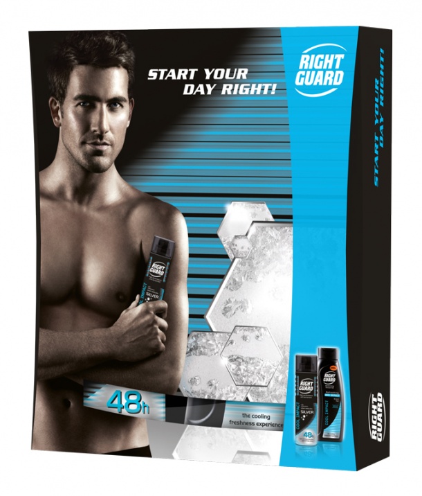 	Right Guard Cool Impact - dárková taška obsahuje sprchový gel, deosprej a tuhý antiperspirant řady Right Guard Cool Impact, DMOC: 279,90 Kč